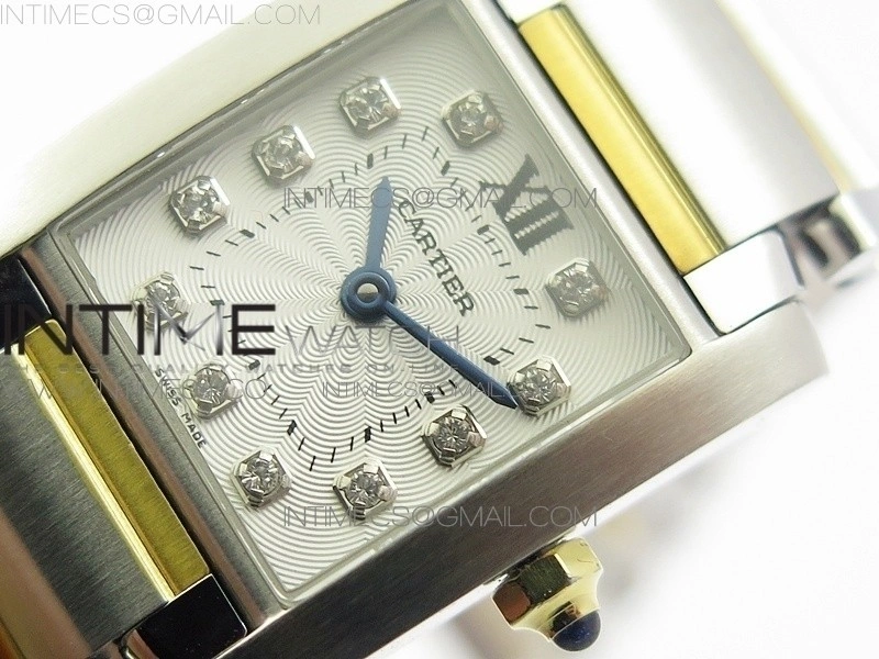 Tank Francaise Ladies 25mm SS YG 8848F 1:1 Best Edition White Diamond Dial on SS YG Bracelet Ronda Quartz