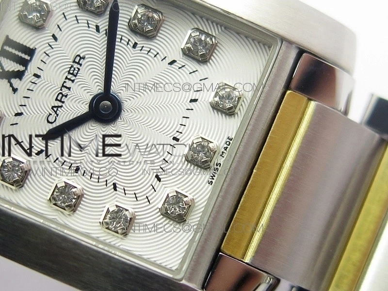 Tank Francaise Ladies 25mm SS YG 8848F 1:1 Best Edition White Diamond Dial on SS YG Bracelet Ronda Quartz