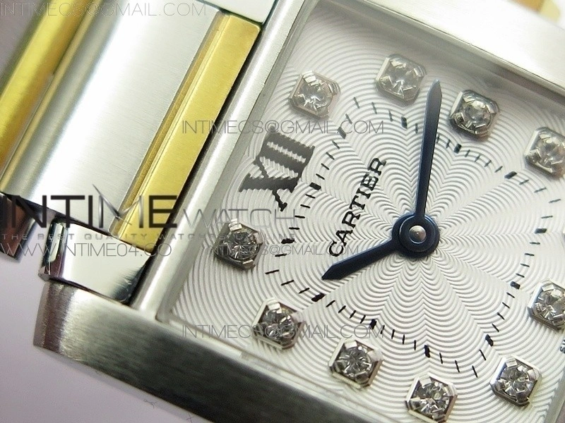 Tank Francaise Ladies 25mm SS YG 8848F 1:1 Best Edition White Diamond Dial on SS YG Bracelet Ronda Quartz