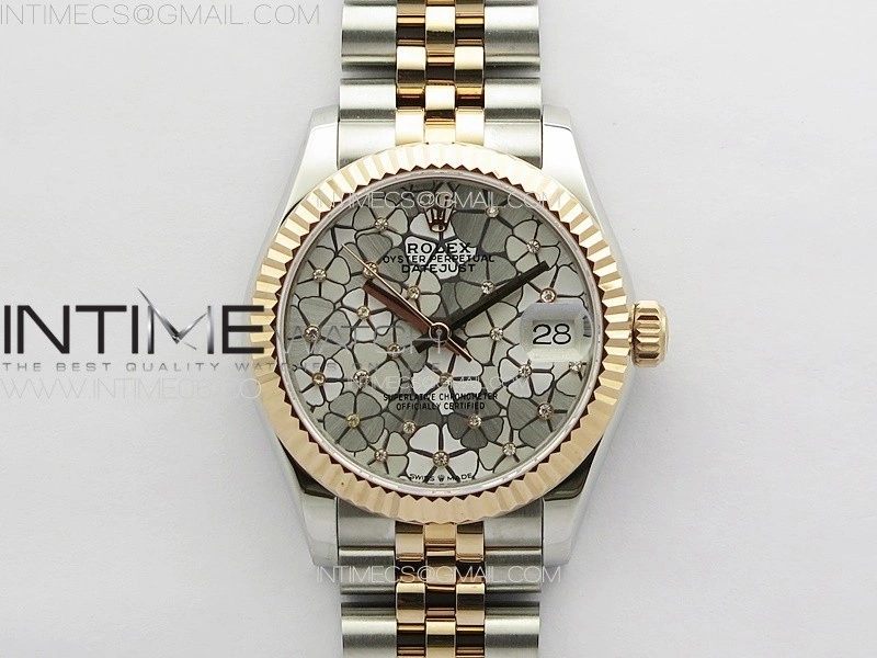 DateJust 31mm 72610 SS RG APSF Best Edition Blue Flowers Crystals Dial on Jubilee Bracelet A2824