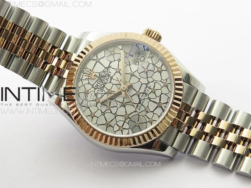 DateJust 31mm 72610 SS RG APSF Best Edition Blue Flowers Crystals Dial on Jubilee Bracelet A2824