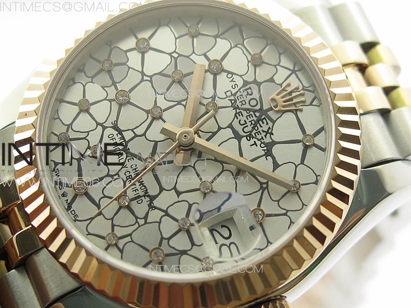 DateJust 31mm 72610 SS RG APSF Best Edition Blue Flowers Crystals Dial on Jubilee Bracelet A2824
