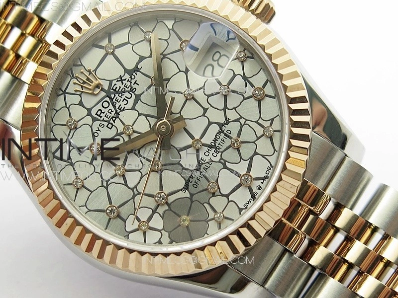 DateJust 31mm 72610 SS RG APSF Best Edition Blue Flowers Crystals Dial on Jubilee Bracelet A2824
