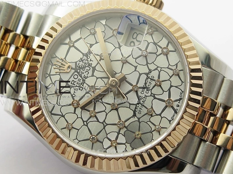 DateJust 31mm 72610 SS RG APSF Best Edition Blue Flowers Crystals Dial on Jubilee Bracelet A2824