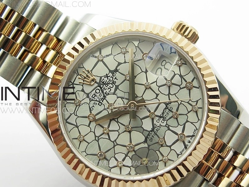 DateJust 31mm 72610 SS RG APSF Best Edition Blue Flowers Crystals Dial on Jubilee Bracelet A2824