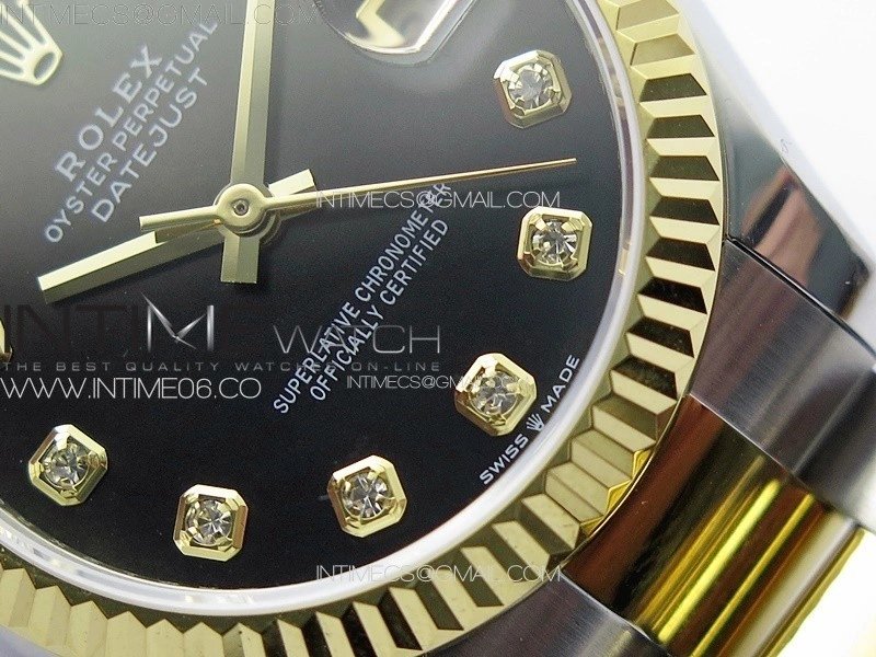 DateJust 31mm 72610 SS YG APSF Best Edition Black Dial Crystals Markers on Oyster Bracelet A2824