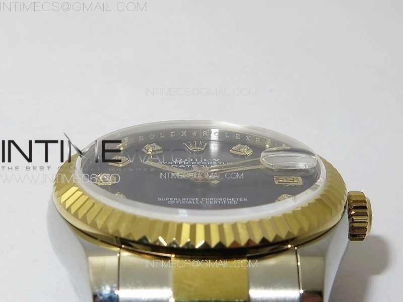 DateJust 31mm 72610 SS YG APSF Best Edition Black Dial Crystals Markers on Oyster Bracelet A2824