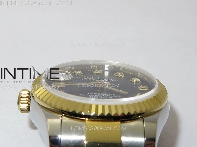 DateJust 31mm 72610 SS YG APSF Best Edition Black Dial Crystals Markers on Oyster Bracelet A2824