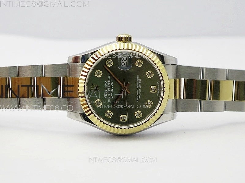 DateJust 31mm 72610 SS YG APSF Best Edition Green Dial Crystals Markers on Oyster Bracelet A2824