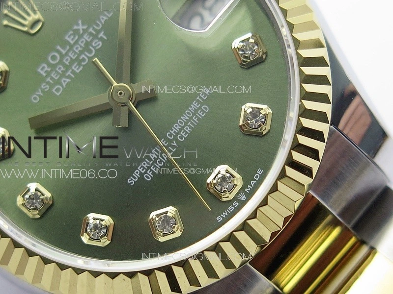 DateJust 31mm 72610 SS YG APSF Best Edition Green Dial Crystals Markers on Oyster Bracelet A2824