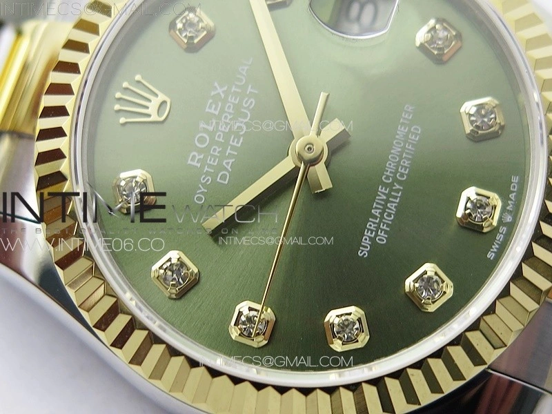 DateJust 31mm 72610 SS YG APSF Best Edition Green Dial Crystals Markers on Oyster Bracelet A2824