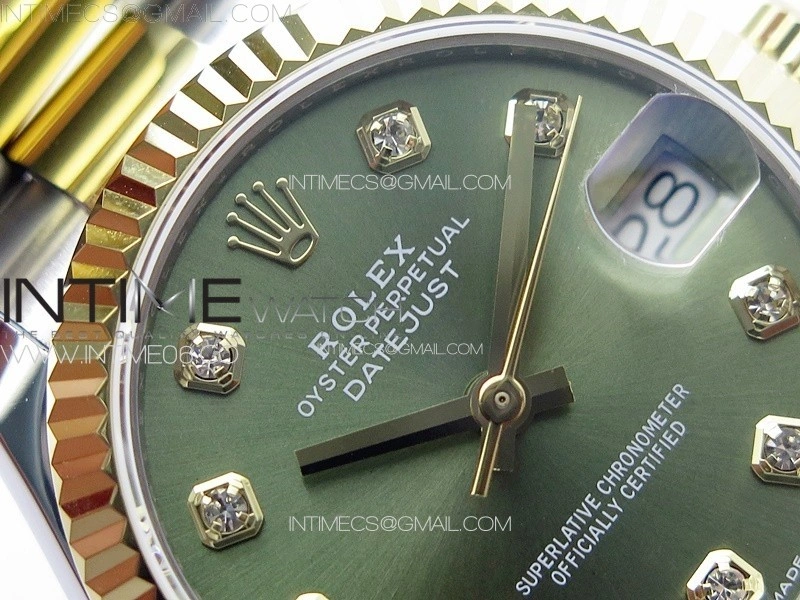 DateJust 31mm 72610 SS YG APSF Best Edition Green Dial Crystals Markers on Oyster Bracelet A2824