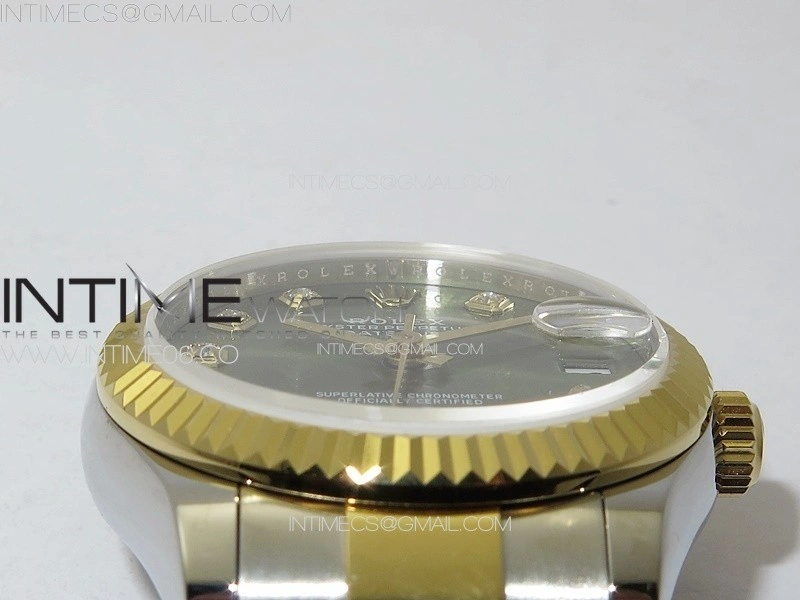 DateJust 31mm 72610 SS YG APSF Best Edition Green Dial Crystals Markers on Oyster Bracelet A2824