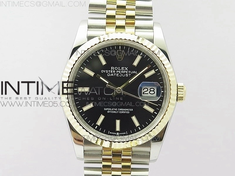DateJust 36mm 126234 BP 1:1 Best Edition 904L Steel YG New Version Black Dial on Jubilee Bracelet