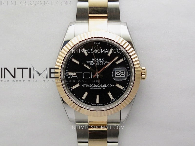 DateJust 41mm 126331 904 SS RG AR+F 1:1 Black Dial Stick Markers On SS RG Oyster Bracelet DD3235 V2