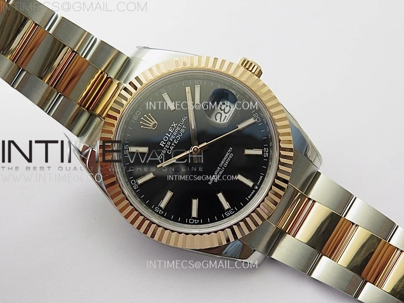 DateJust 41mm 126331 904 SS RG AR+F 1:1 Black Dial Stick Markers On SS RG Oyster Bracelet DD3235 V2