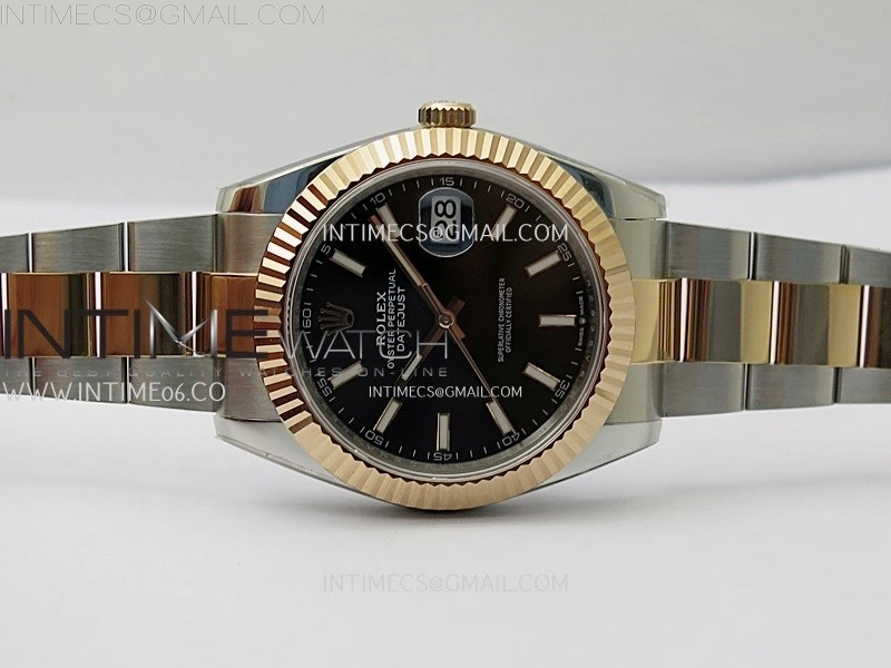 DateJust 41mm 126331 904 SS RG AR+F 1:1 Black Dial Stick Markers On SS RG Oyster Bracelet DD3235 V2
