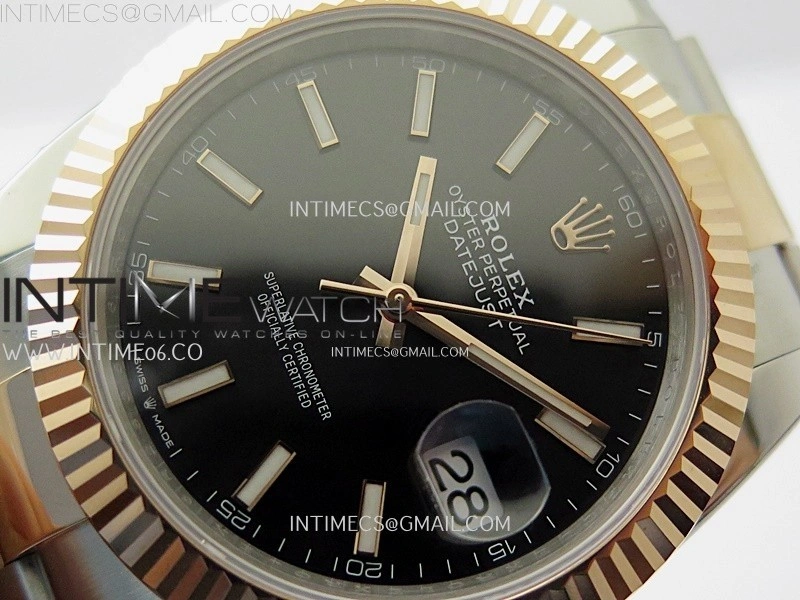 DateJust 41mm 126331 904 SS RG AR+F 1:1 Black Dial Stick Markers On SS RG Oyster Bracelet DD3235 V2