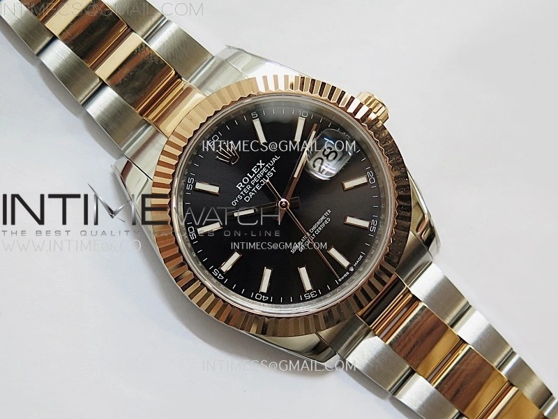 DateJust 41mm 126331 904 SS RG AR+F 1:1 Black Dial Stick Markers On SS RG Oyster Bracelet DD3235 V2