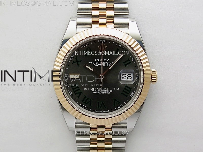 DateJust 41mm 126331 904 SS RG AR+F 1:1 Gray Dial Roman Markers On SS RG Jubilee Bracelet DD3235 V2