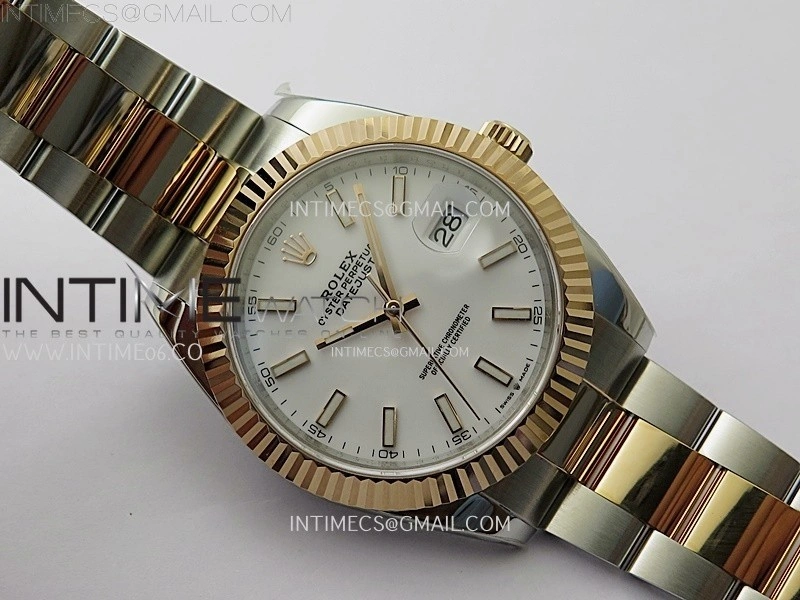 DateJust 41mm 126331 904 SS RG AR+F 1:1 White Dial Stick Markers On SS RG Oyster Bracelet DD3235 V2