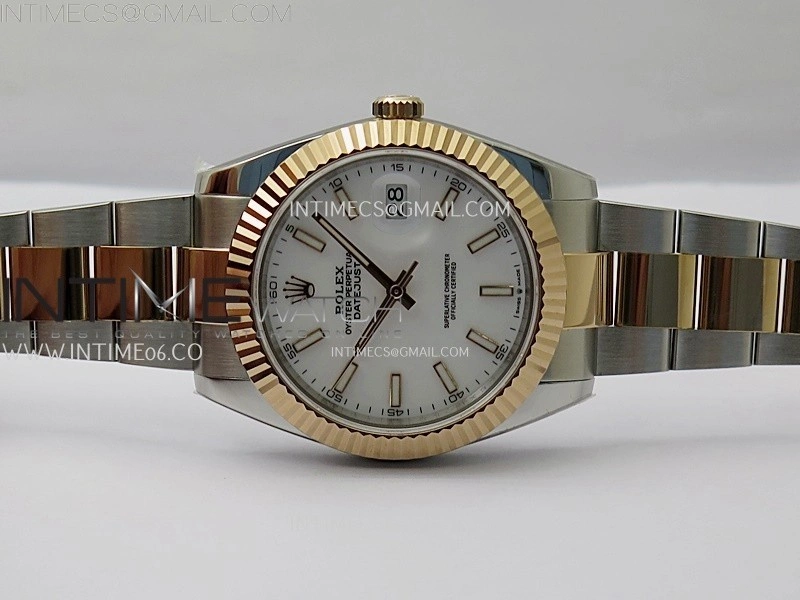 DateJust 41mm 126331 904 SS RG AR+F 1:1 White Dial Stick Markers On SS RG Oyster Bracelet DD3235 V2