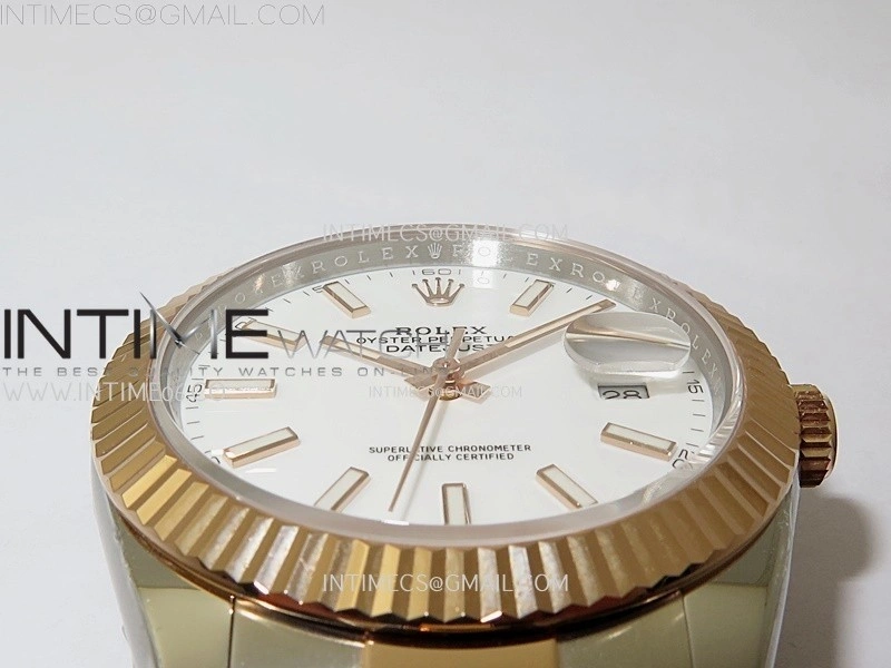 DateJust 41mm 126331 904 SS RG AR+F 1:1 White Dial Stick Markers On SS RG Oyster Bracelet DD3235 V2