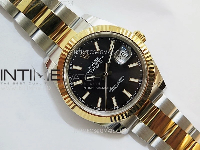 DateJust 41mm 126333 904 SS YG AR+F 1:1 Black Dial Stick Markers On SS YG Oyster Bracelet DD3235 V2