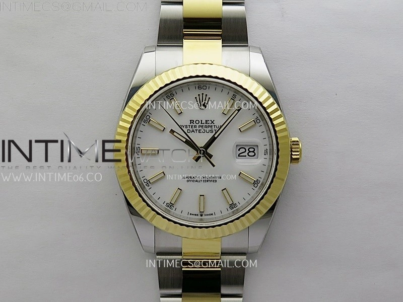 DateJust 41mm 126333 904 SS YG AR+F 1:1 White Dial Stick Markers On SS YG Oyster Bracelet DD3235 V2