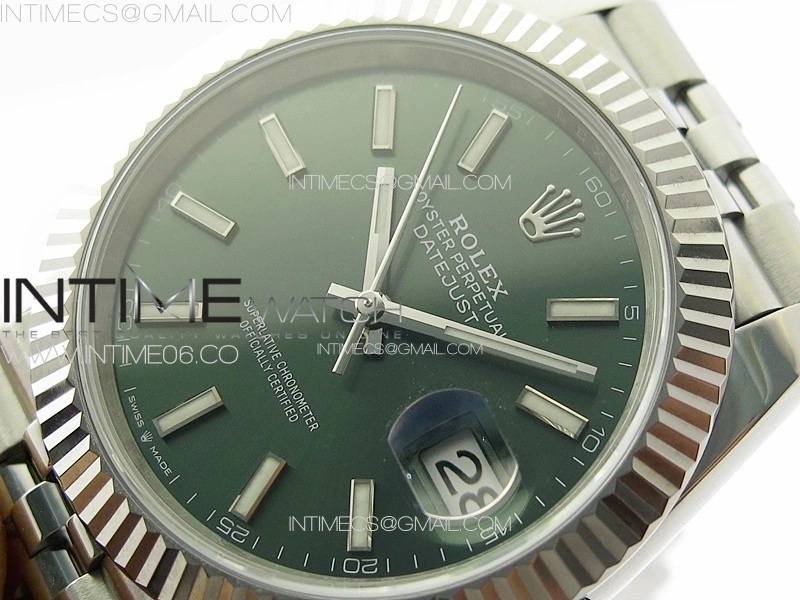 DateJust 41 126334 NTF 1:1 Best Edition 904L Steel Green Stick Dial on Jubilee Bracelet VR3235