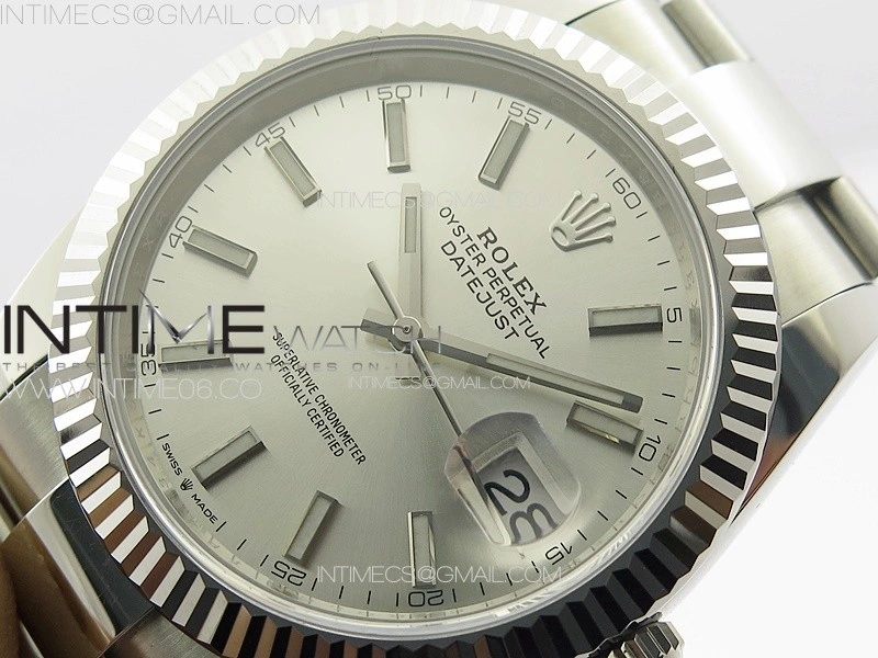 DateJust 41 126334 NTF 1:1 Best Edition 904L Steel Silver Stick Dial on Oyster Bracelet VR3235