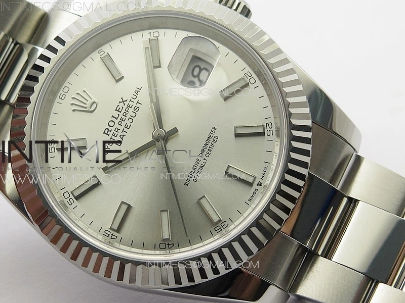 DateJust 41 126334 NTF 1:1 Best Edition 904L Steel Silver Stick Dial on Oyster Bracelet VR3235