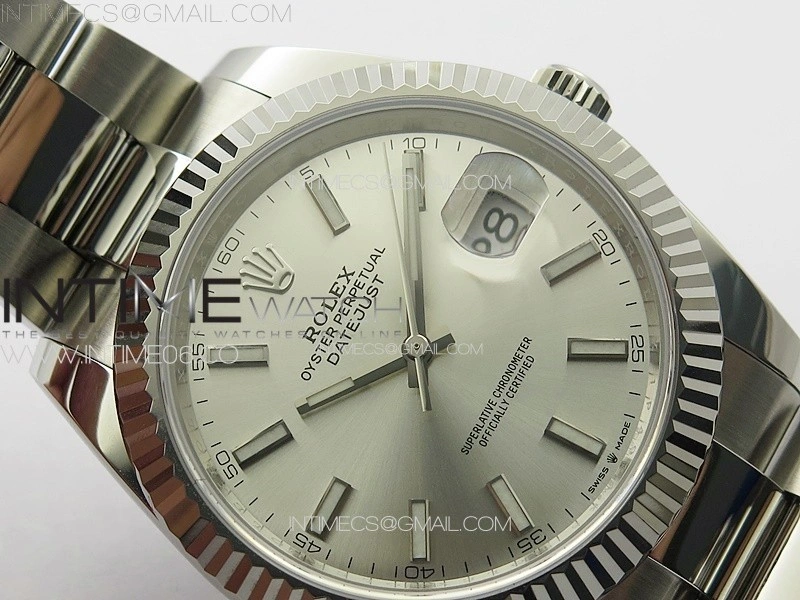 DateJust 41 126334 NTF 1:1 Best Edition 904L Steel Silver Stick Dial on Oyster Bracelet VR3235