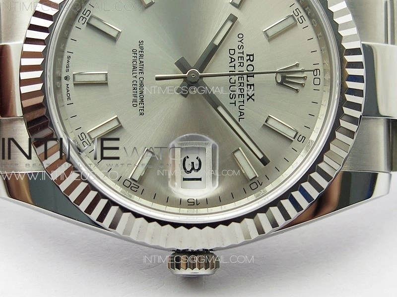 DateJust 41 126334 NTF 1:1 Best Edition 904L Steel Silver Stick Dial on Oyster Bracelet VR3235