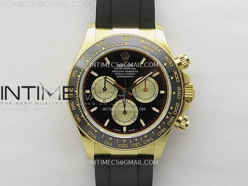 Daytona 126518 904L YG QF Best Edition Black Dial Gold Subdial on Oysterflex Strap SA4131