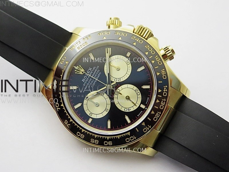 Daytona 126518 904L YG QF Best Edition Black Dial Gold Subdial on Oysterflex Strap SA4131