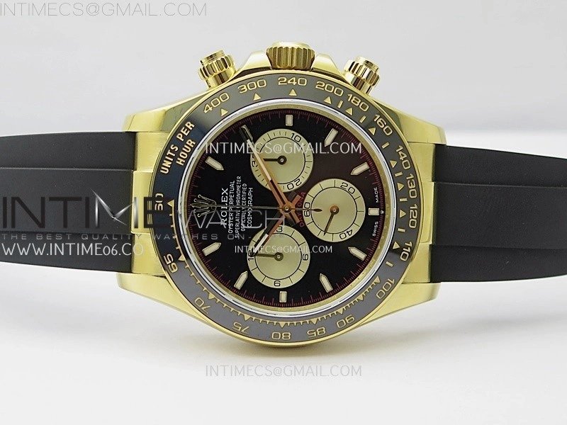 Daytona 126518 904L YG QF Best Edition Black Dial Gold Subdial on Oysterflex Strap SA4131