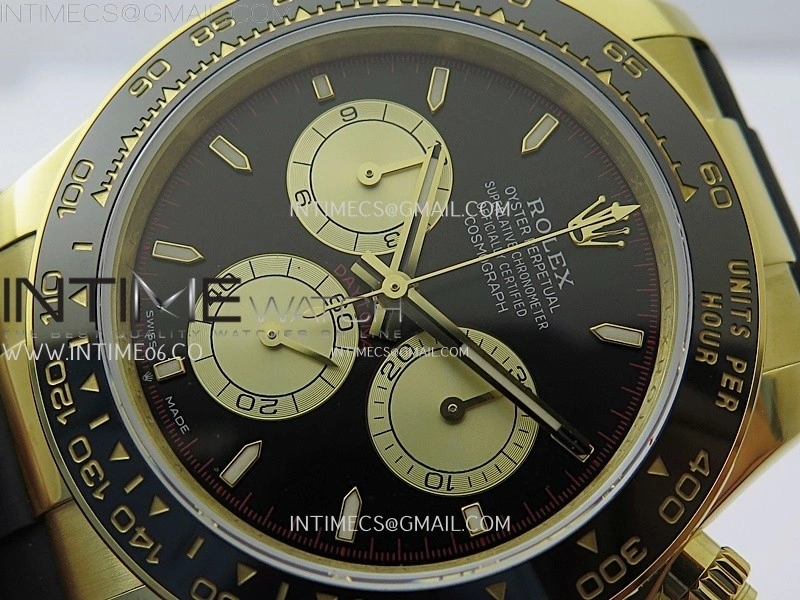 Daytona 126518 904L YG QF Best Edition Black Dial Gold Subdial on Oysterflex Strap SA4131