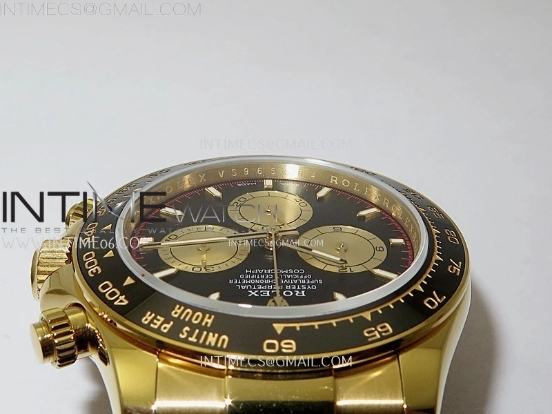 Daytona 126518 904L YG QF Best Edition Black Dial Gold Subdial on Oysterflex Strap SA4131