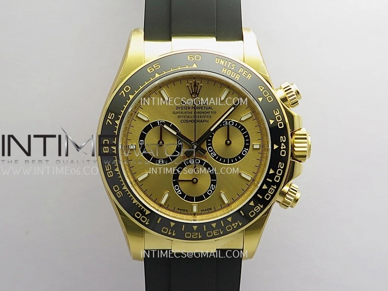 Daytona 126518 904L YG VF 1:1 Best Edition YG Dial On Black Oysterflex Rubber Strap DD4131