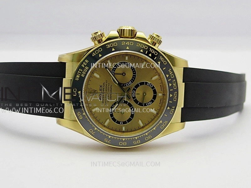Daytona 126518 904L YG VF 1:1 Best Edition YG Dial On Black Oysterflex Rubber Strap DD4131