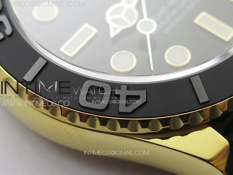 Yacht-Master 126655 YG 3EF 1:1 Best Edition 3D Black Ceramic Bezel on Black Rubber Strap VR3235