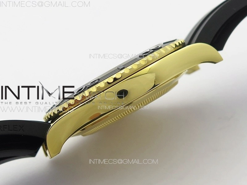 Yacht-Master 126655 YG 3EF 1:1 Best Edition 3D Black Ceramic Bezel on Black Rubber Strap VR3235