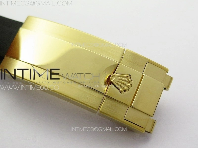 Yacht-Master 126655 YG 3EF 1:1 Best Edition 3D Black Ceramic Bezel on Black Rubber Strap VR3235