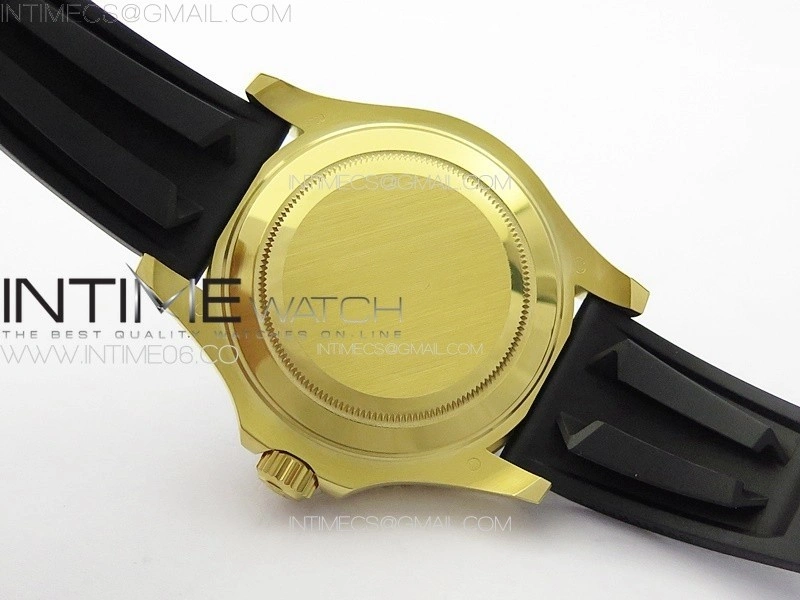 Yacht-Master 126655 YG 3EF 1:1 Best Edition 3D Black Ceramic Bezel on Black Rubber Strap VR3235