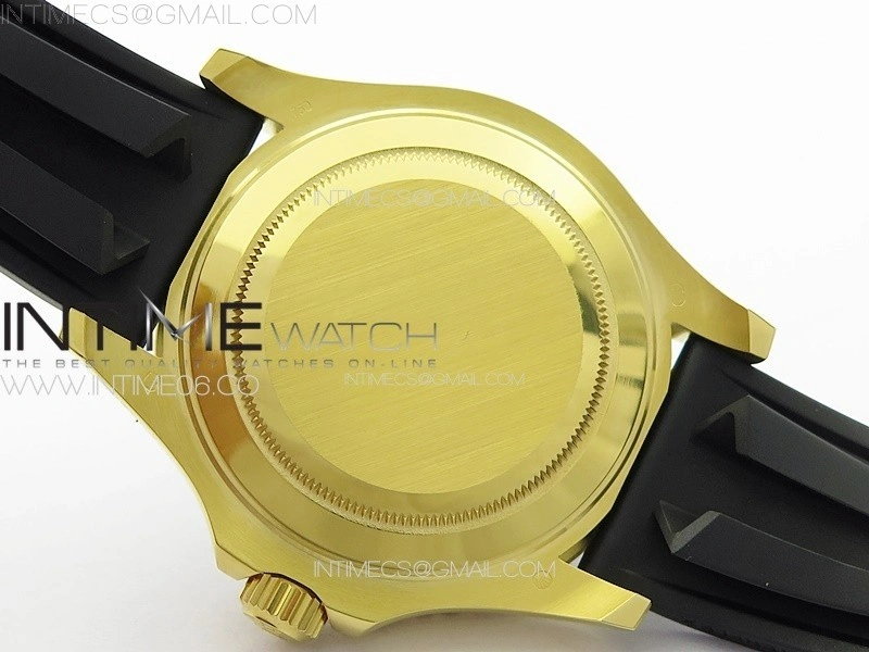 Yacht-Master 126655 YG 3EF 1:1 Best Edition 3D Black Ceramic Bezel on Black Rubber Strap VR3235