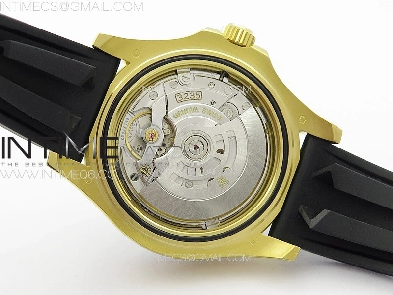 Yacht-Master 126655 YG 3EF 1:1 Best Edition 3D Black Ceramic Bezel on Black Rubber Strap VR3235