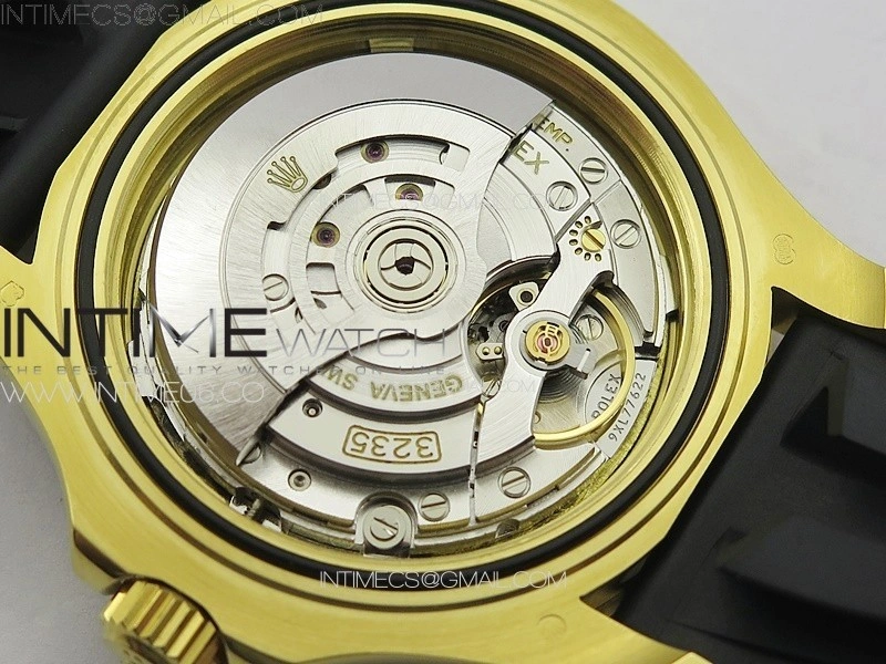 Yacht-Master 126655 YG 3EF 1:1 Best Edition 3D Black Ceramic Bezel on Black Rubber Strap VR3235