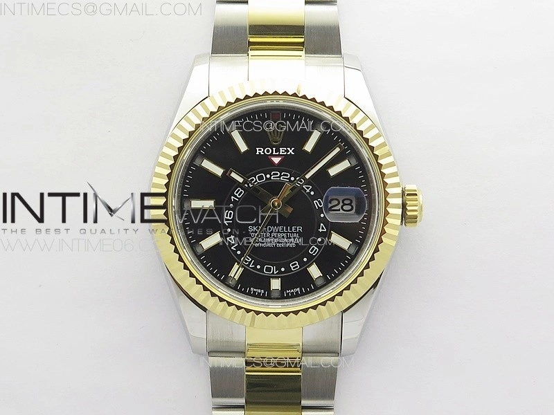 Sky-Dweller 326934 904L SS YG Noob 1:1 Best Edition Black Dial on SS Bracelet Asian 23J to 9001