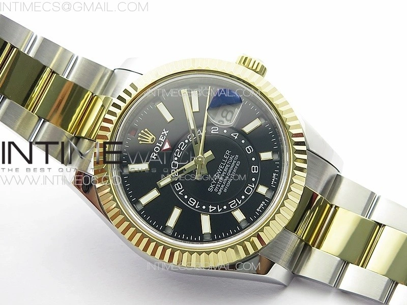Sky-Dweller 326934 904L SS YG Noob 1:1 Best Edition Black Dial on SS Bracelet Asian 23J to 9001